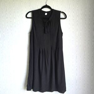 4/$20 Old Navy Womens Medium Black Tie‎ Neck Pintucked Pleated Mini Shift Dress